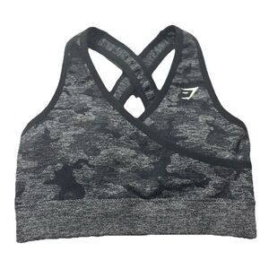 Gymshark Adapt Camo Seamless Sports Bra – Gray/Black – Size Small